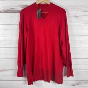 Cable & Gauge Women's Mock neck Cut‎ Out Rhinestone Sweater Top Size XL NWT